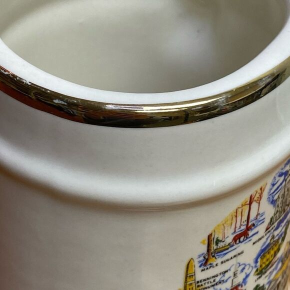 Vermont Beer Stein Mug Cup Collectible Gold Trim 6” Tall - Picture 8 of 9